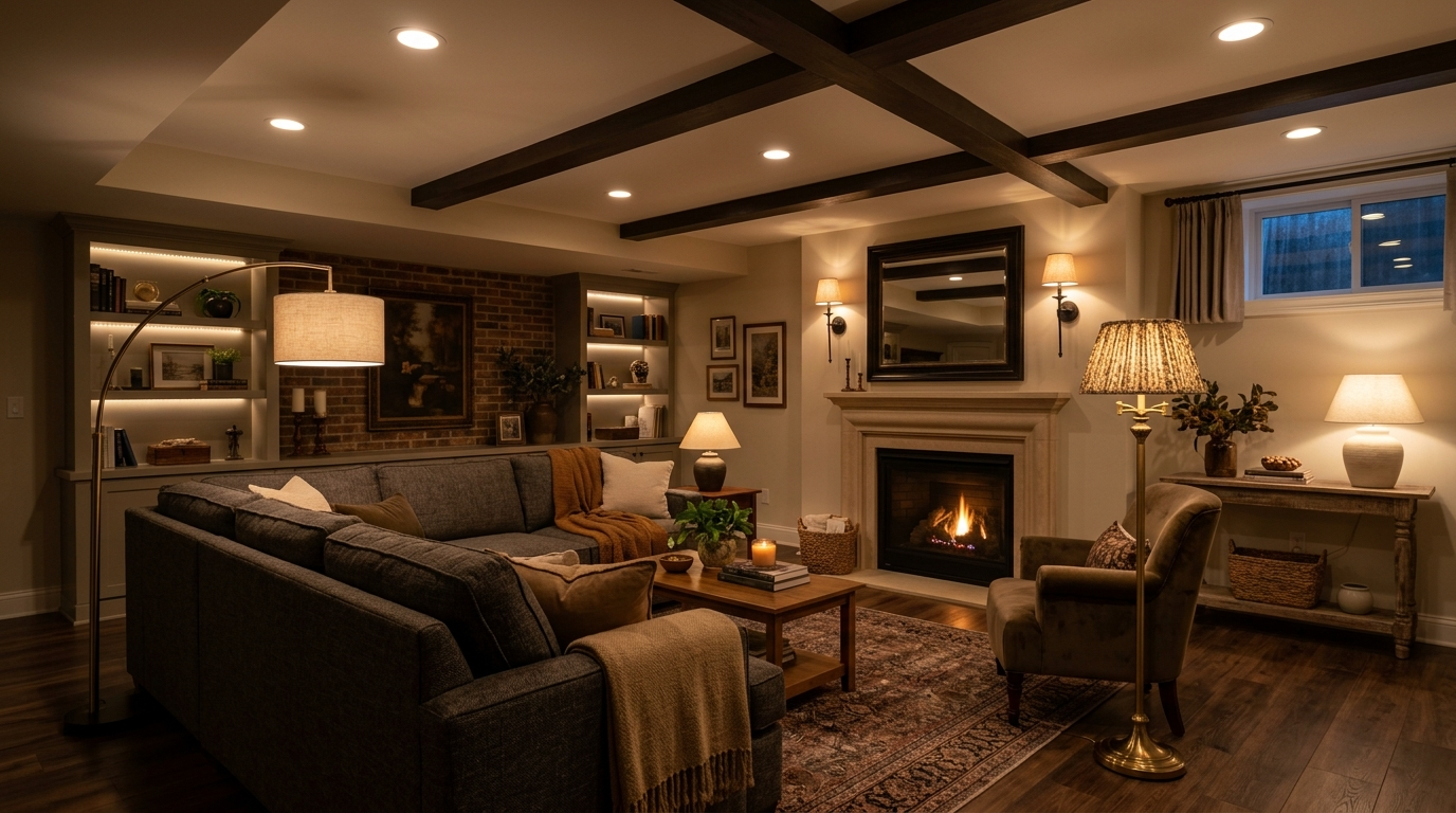 Define zones so the basement feels intentional